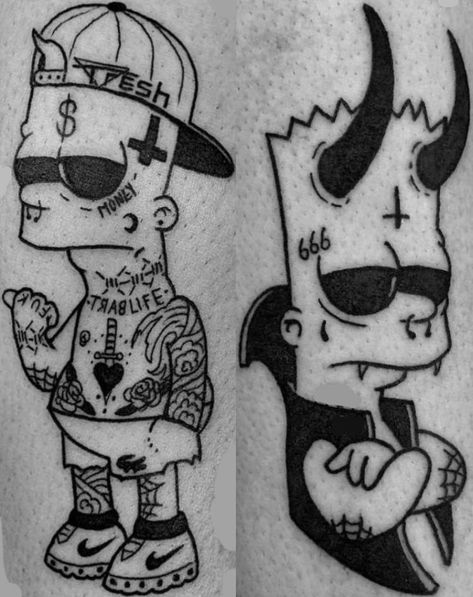 Simpson Drawing, Chest Tattoo Stencils, Graffiti Alphabet Styles, 90s Tattoos, Simpsons Tattoo, Bart Simpson Art, Mandala Hand Tattoos, Skull Hand Tattoo, American Traditional Tattoo Ideas