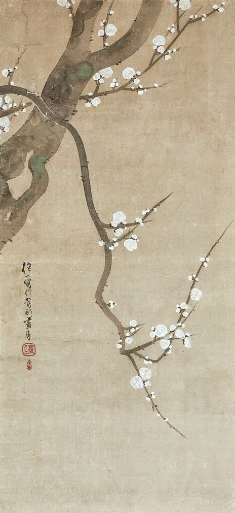 Attributed to Sakai Hōitsu | 酒井抱一 Flowering Plum | Japan | Edo period (1615–1868) | Rimpa style. The Met Sakai Hoitsu, Chinese Traditional Art, Scrapbook Pictures, Japanese Art Prints, Plum Tree, Ukiyo E, Japanese Painting, Edo Period, Japan Art