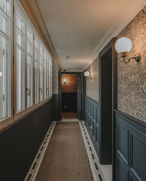 Boutique Hotel Hallway, Multifamily Corridor Design, Classic Corridor Design, Apartment Corridor Design, Apartment Building Hallway, Hotel Corridor Design, Apartment Building Lobby, Bishops Stortford, Charleston Hotels