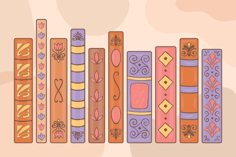 Old Book Spine Design, Book Spine Illustration, Book Spine Painting, Book Spine Drawing, Book Spines Printable, Book Spine Art, Open Book Illustration, Book Spine Design, Spine Drawing