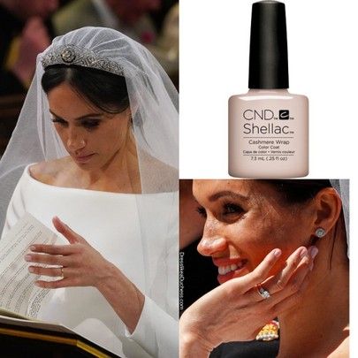 Meghan Markle wedding nail polish revealed exclusively to British Vogue. The Duchess had a bespoke bridal manicure/pedicure. On her fingers —one layer of CND Unmasked with two coats of CND Negligee on top. On her toes, two coats of CND Shellac Cashmere Wrap http://liketk.it/2Tecb #liketkit @liketoknow.it #LTKstyletip #LTKwedding #LTKbeauty Meghan Markle Wedding Nails, British Manicure, Meghan Markle Nails, Cnd Shellac Wedding Nails, Cnd Shellac Backyard Nuptials, Cnd Negligee, Cnd Layering Shellac, Cnd Vinylux Negligee, Cnd Negligee Shellac