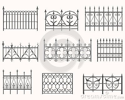 Antique fences - first set by Kornilov15, via Dreamstime Antique Fence, Fence Drawing, Iron Fences, Wrought Iron Fence, Wrought Iron Fences, Iron Fence, Needle Work, Fence Design, Embroidery Needles