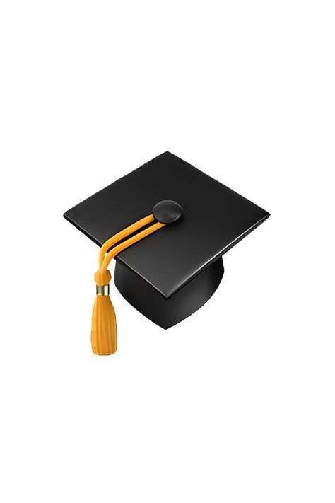 The emoji 🎓 depicts a black graduation cap with a yellow tassel hanging from it. The cap has a square top with a flat brim and a small button on the center of the top. The tassel is made of several strands of yellow thread and hangs down from the center of the cap. The overall appearance of the emoji is celebratory and signifies the completion of a degree or academic achievement. Graduation Emoji, Small Emoji, School Emoji, Black Instagram Highlight Covers, Instagram Highlights Icons, Png Emoji, Ios Emojis, Emoji Hat, Like Emoji