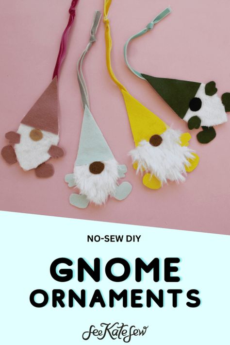 Gnome Christmas Ornaments Diy, Diy Gnome Ornaments, Sewing For Beginners Projects, Gnome Christmas Ornaments, Easy Sewing Ideas, Sewing Projects Tutorials, Gnome Diy, Craft Fur, Diy Gnome