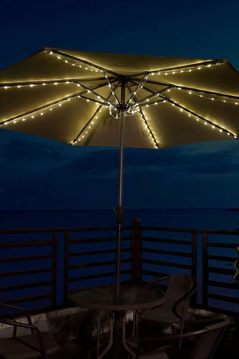 Backyard Umbrella, Patio Umbrella Lights, Parasol Lights, Solar Umbrella, Patio Seating Area, Cordless Lighting, Umbrella Outdoor, Umbrella Lights, Camping Lamp