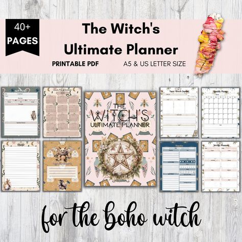 Witch Planner Free Printable, Witchy Backgrounds, Witch Printables, Witch Planner, Witchy Planner, Magical Elements, Journal App, Boho Witch, Ultimate Planner