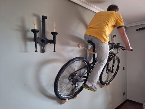 I want to mount my bicycle I want to mount my bike. I want to mount my bicycle where I like. Wood Bike Rack, Hanging Bike Rack, Minimalist Bike, Bicycle Wall Mount, Wall Types, Wall Mount Bike Rack, Bike Storage Solutions, Bike Wall Mount, Bike Hanger