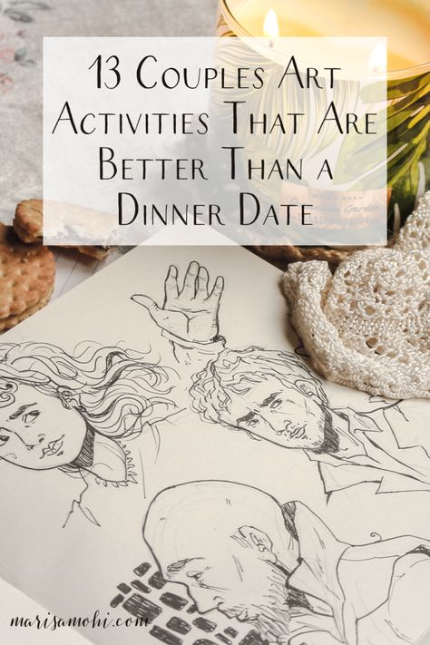 Are you looking for couples art activities for your next date night? Check out these 13 ideas! #art #creativelife #datenight Date Arts And Crafts, Craft With Boyfriend, Craft Couple Ideas, Cute Couple Projects Crafts, Date Night Art Project, Diy Couple Activities, Couple Artworks Sketch, Couple Craft Ideas Projects, Date Night Drawing Ideas