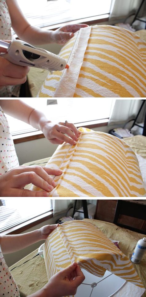 6 Easy Steps to Cover a Lamp Shade Lampshade Makeover Fabric Covered, Custom Lamp Shades Diy, How To Recover Lamp Shades, How To Cover A Lampshade With Wallpaper, Lampshade Trim Ideas, Lamp Shade Diy Makeover, Covering A Lampshade, Cover A Lampshade With Fabric, Covering A Lampshade With Fabric