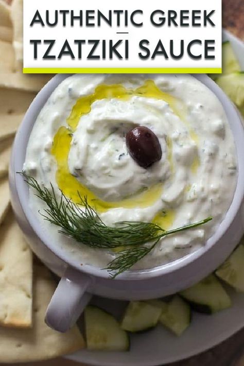 Greek Tzatziki Sauce, Greek Tzatziki, Tzatziki Sauce Recipe, Greek Recipes Authentic, Tzatziki Recipes, Homemade Tzatziki, Easy Mediterranean Diet Recipes, Resep Diet, Tzatziki Sauce