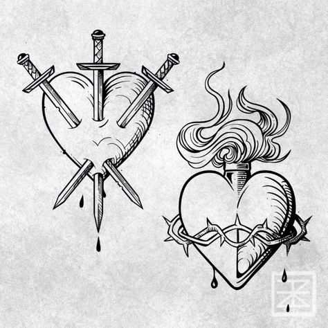 I will design your tattoo in my style Heart Dagger Tattoo, Dagger Drawing, Artsy Tattoos, Small Tats, Heart Tattoos, Wreath Drawing, Dagger Tattoo, Style Tattoo, Custom Tattoo Design