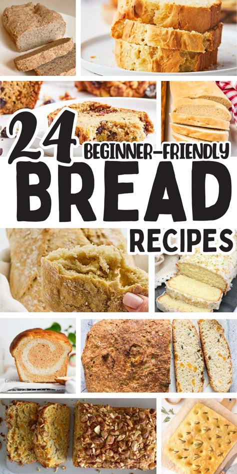 Collection of several easy bread recipes. Homemade Bread Quick, Easy Delicious Bread, Easy Bread Recipes For Beginners, Bread Recipes For Beginners, Baked Bagels, Beginners Bread Recipe, Easy Bread Machine Recipes, Bread Quick, Baking Breads