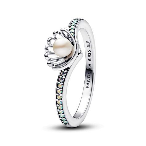 Pandora - Disney, Princess Ariel Shell Treated Freshwater Cultured Pearl Ring | REEDS Jewelers Personalized Promise Rings, Disney Pandora, I Love To Love, Seashell Design, Cultured Pearl Ring, Pandora Collection, Pandora Ring, Disney Princess Ariel, Pandora Disney