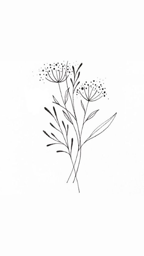 How To Draw Queen Annes Lace, Mystical Flower Tattoo, Pretty Flowers Drawings Sketch, Floral Illustrations Black And White, Me Tattoo, 심플한 그림, Handpoke Tattoo, Initial Tattoo, Arrow Tattoo