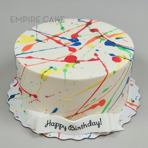 Paint Splatter - Empire Cake Birthday Cake Artist Theme, Art Birthday Cake Ideas, Artist Theme Cake, Artist Cake Ideas, Paint Splatter Cake, Paintball Cake, Art Party Cakes, Splatter Cake, Matte Nails Ideas