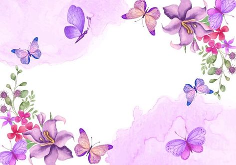 Premium Vector | Watercolor lovely floral background with flying butterflies 1st Birthday Girl Decorations, Butterfly Invitations, Simple Birthday Decorations, Butterfly Background, Girl Background, Flowery Wallpaper, Floral Border Design, Chinese Art Girl, Butterfly Theme