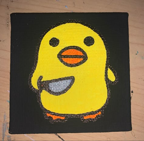 Things To Paint Small Canvas, Small Rectangle Canvas Painting Ideas, Cute Canvas Drawings Easy, Cartoon Easy Paintings, Tiny Paintings Ideas Simple, Funny Mini Canvas Painting, Silly Canvas Paintings, Funny Small Paintings, Mini Canvas Designs