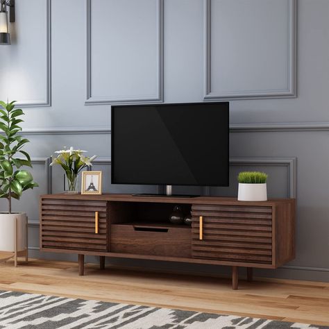 Mercer41 Naryia Media Center & Reviews | Wayfair Midcentury Tv Stand, Mid Century Tv, Tv Stand Set, Mid Century Console, Mid Century Modern Tv Stand, Wood Entertainment Center, Wood Tv Console, Mid Century Nightstand, Home Entertainment Centers