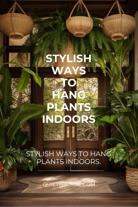 Floating shelves mounted on the wall can hold a variety of plants. They allow for easy arrangement and re-arrangement. Hanging Plant Pole Indoors, Interior Hanging Plants Ideas, Hang Plant From Ceiling, Hanging Plants In Front Of Window Ideas, Beautiful Hanging Plants, Corner Hanging Plant Living Rooms, Pothos On Ceiling, Hanging Plants Indoor From Ceiling, Interior Hanging Plants