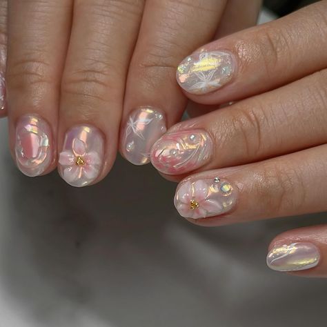 Cause short nails can look just as pretty ✨🌸 Soft gel overlay + May 3D Dainty 3D flower special #nailinspo #vancouvernails #naildesign #3dflowernails #summernails #chromenails #trendynails #floralnails #naturenails Short Gel Art Nails, Short 3d Nails Design, Nails Idea For Short Nails, Short Nail 3d Flower, Korean 3d Gel Nail Art, Flower Nails Design Short, Short Decorated Nails, Gel X Nails 3d, 3d Flowers On Short Nails