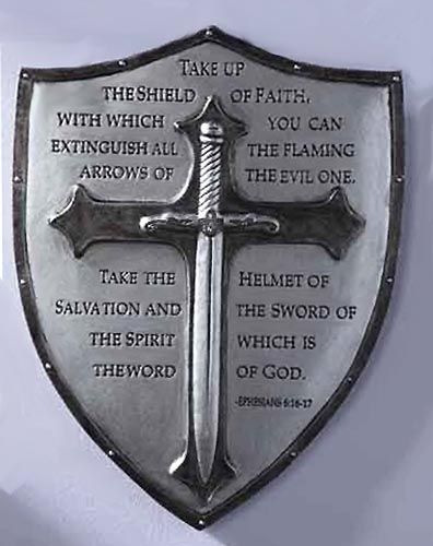 Therefore put on the full armor of God so that when the day of evil comes, you may be able to stand your ground, and after you have done everything, to stand. – Ephesians 6:13 (NIV) Have you ever f… Christus Tattoo, Armor Of God Tattoo, Tattoo Christian, Helmet Of Salvation, 5 Solas, God Tattoo, Shield Of Faith, God Tattoos, San Michele