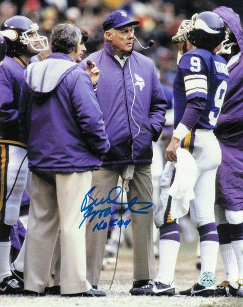 Harry Peter "Bud" Grant, Jr. (born May 20, 1927) is the former longtime American football head coach of the Minnesota Vikings of the National Football League (NFL) for eighteen seasons. Grant was the second (1967–83) and fourth (1985) head coach of the team. Grant is the third winningest professional football coach, behind Don Shula and George Halas, with a combined 290 wins in the NFL and CFL. Minnesota Vikings Football, Vikings Fan, Vikings Football, Football Photos, Sports Hero, Nikki Sixx, Football Coach, Football Nfl, Professional Football