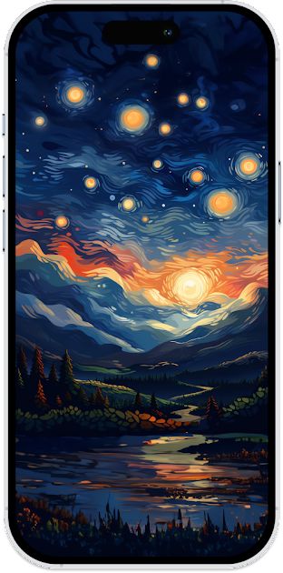 Beautiful Wallpaper - Landscape illustration inspired by van gogh's art فنسنت فان جوخ, Active Wallpaper, Van Gogh Wallpaper, Starry Night Art, Night Sky Painting, Wallpaper Landscape, Packing Hacks, Scenic Wallpaper, Arte Van Gogh