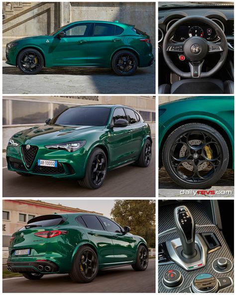 2023 Alfa Romeo Stelvio Quadrifoglio 100th Anniversary Alfa Romeo Quadrifoglio, Alfa Romeo Stelvio Quadrifoglio, Old School Muscle Cars, Cars Modified, Green Cars, Wallpaper Car, Car Dream, Alfa Romeo Stelvio, Tokyo Drift