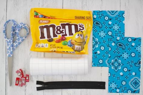 How to Turn a Candy Bag Into a Zippered Pouch | eHow Candy Wrapper Purse Tutorial, Candy Wrapper Bag Tutorial, Candy Bag Pouches, Candy Wrapper Zipper Pouch, Candy Bag Zipper Pouch Tutorial, Juice Pouches Ideas, Candy Bag Zipper Pouch, Candy Bags Ideas, Candy Wrapper Crafts