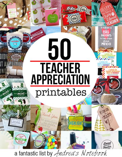 50 FREE teacher appreciation printables Free Teacher Appreciation Printables, Teacher Appreciation Gifts Printables, Teacher Treats, Ideas For Teachers, Teacher Appreciation Printables, Teacher Gift Tags, Appreciation Printable, Appreciation Ideas, Free Teacher