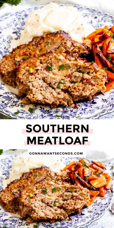 Southern Meatloaf Recipe Simple Southern Meals, Soul Food Meatloaf, Old Southern Recipes, Old School Soul Food, Southern Style Meatloaf, Quick Meatloaf Recipes, Southern Meatloaf, Meatloaf Recipes Pioneer Woman, Southern Dinner