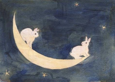 Schinako Moriyama, The Moon Art, Moon Rabbit, Moon Art Print, Rabbit Art, Bunny Art, On The Moon, Moon Art, Drawing Artwork