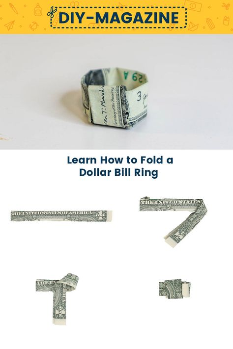 Learn how to make an Origami Ring Dollar Bill Money Rings Dollar Bills, How To Make A Dollar Ring, Paper Ring Step By Step, How To Make A Paper Ring Step By Step, How To Make Paper Rings Step By Step, Dollar Origami Easy Step By Step, Money Origami Easy Step By Step, Folding Dollar Bills Easy Step By Step, Dollar Bill Origami Easy Step By Step