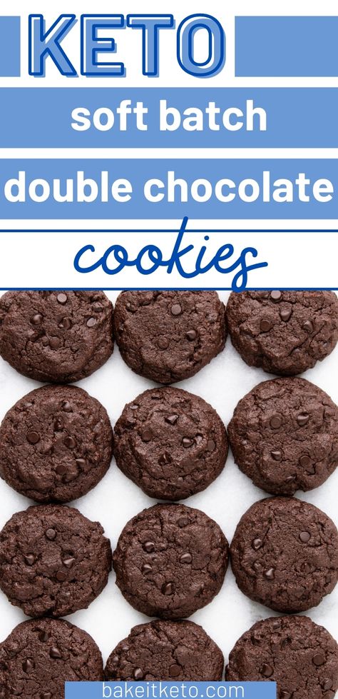 Soft chewy keto chocolate cookies. Low carb, sugar free, and made with coconut flour. Keto Cookies Coconut Flour, Keto Chocolate Cookies, Soft Batch, Coconut Flour Cookies, Keto Baking, Keto Chocolate Chip Cookies, Double Chocolate Chip Cookies, Keto Chocolate Chips, White Chocolate Chip Cookies