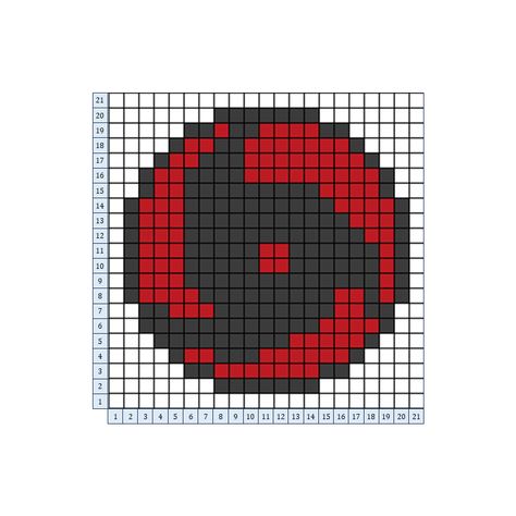 You can make it on 30x30 grid. Itachi Pixel Art, 30x30 Pixel Art, Naruto Cross Stitch, Sasuke Sharingan, Sharingan Eyes, Pixel Grid, Crochet Grid, Graph Crochet, Mangekyou Sharingan