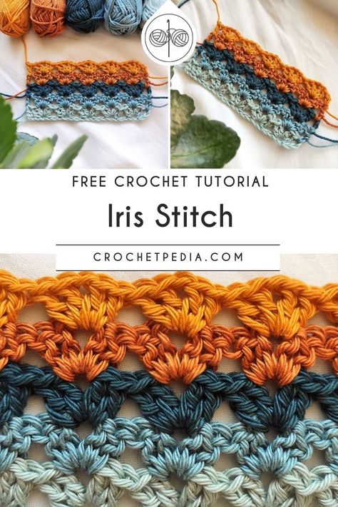 Crochet Iris Stitch, Crochet Iris, Hantverk Diy, Crochet Mignon, Confection Au Crochet, Crochet Blanket Designs, Crochet Inspo, Crochet Stitches For Beginners, Haken Baby