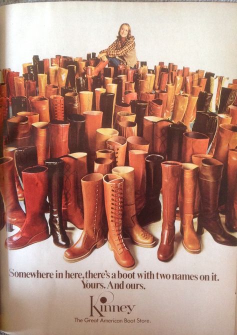 Vintage Boots Kinney Shoes Mademoiselle Magazine 1977 Vintage Seventeen Magazine, Winter Drip, Seventeen Magazine Fashion, Just Seventeen, 1970s Shoes, 70s Boots, Historical Shoes, 70 Fashion, 1970's Fashion