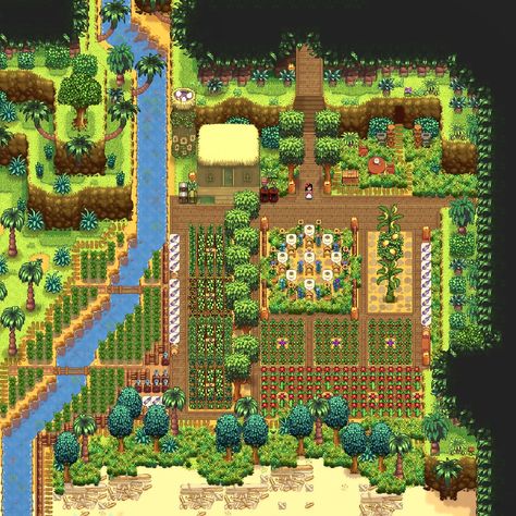 Island House Stardew Valley, Ginger Island House Layout, Ginger Island House Design, Stardew Valley Island Farm Layout, Stardew Island Home, Ginger Island Stardew Valley, Stardew Valley Island Farm, Stardew Ginger Island Farm, Stardew Valley Island House