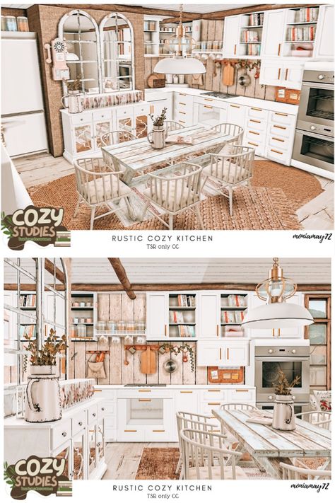 The Sims 4 Rustic Cozy Kitchen CC's Custom Content Cozy Studies Collab. Download at @thesimsresource #ShowUsYourBuilds #thesims4 #Sims4 #sims4game #ts4house #ts4build #ts4builds #ts4nocc #ts4mm #simsbuilds #ts4 #sims4housebuild #sims4house #sims4home #sims5 #sims4build #simshousedesign #thesims4housebuild . Download here: https://www.thesimsresource.com/downloads/1714713 Sims 4 Cottage Decor Cc, Sims 4 Cc Rustic Kitchen, Sims4 Farmhouse, Sims Farmhouse, Sims 4 Cottage Cc, Sims 4 Bar, Sims 4 Farmhouse, Sims4 Kitchen, Sims Kitchen