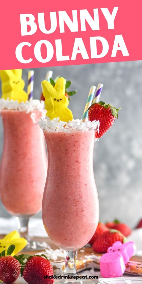 Easter Alcoholic Drinks, Pink Alcoholic Drinks, Bunny Drink, Bunny Cocktail, Easy Spring Cocktails, Easter Cocktail, Shake Drink, Easter Drink, Easter Cocktails