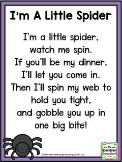 I'm A Little Spider poem!   Practice rhyming words and fluency with this spider poem!  Click for your freebie! Preschool Spider Finger Plays, Spider Songs For Toddlers, Spider Poems For Kids, Spider And Bats Preschool, Spider Songs For Preschool, Halloween Poems For Kindergarten, Spiders For Kindergarten, Spider Facts For Preschool, Spiders For Preschoolers