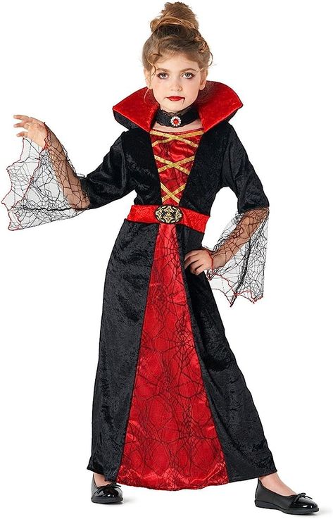 Girl Vampire Costume Black Vampire Dress, Toddler Vampire Costume, Girls Vampire Halloween Costume, Girl Vampire Costume, Kids Vampire Costume, Scary Girl Costumes, Vampire Dress Up, Vampire Costume Kids, Vampire Fancy Dress