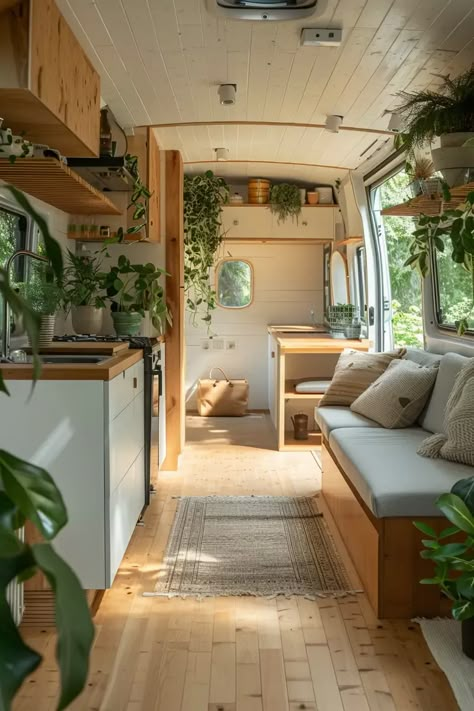 Renovated Van Camper, Camp Van Interior, Bus Life Interior, Converted Sprinter Van, Mobile Bookstore, Van Renovation, Bus Renovation, Converted Van, Rv Conversion