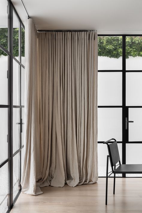 Alexandra House by AKI - Project Feature - The Local Project - The Local Project Terrazzo And Marble, Modernist Home, Linen Drapes, Timber Furniture, The Local Project, Minimalist Furniture, Curtain Designs, Linen Curtains, House Made