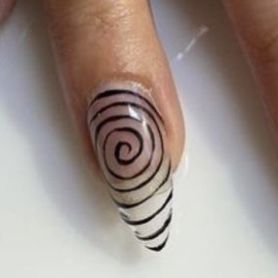 Swirl Acrylic Nails, Spiral Nails, Dark Purple Nails, Black French Tips, Nail Ring, Ring Finger, Nail Tutorials, French Tip Nails, Square Nails