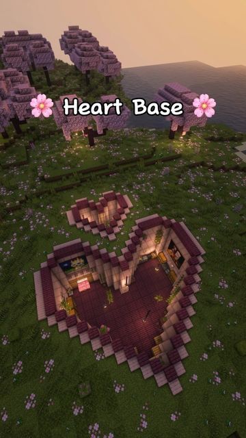 Cute Minecraft Builds For Girlfriend, Minecraft Underground House Ideas, Underground Base Minecraft Ideas, Minecraft Star House, Heart Building Minecraft, Heart Shaped House Minecraft, Heart House Minecraft, Underground Homes Minecraft, Romantic Things To Build In Minecraft