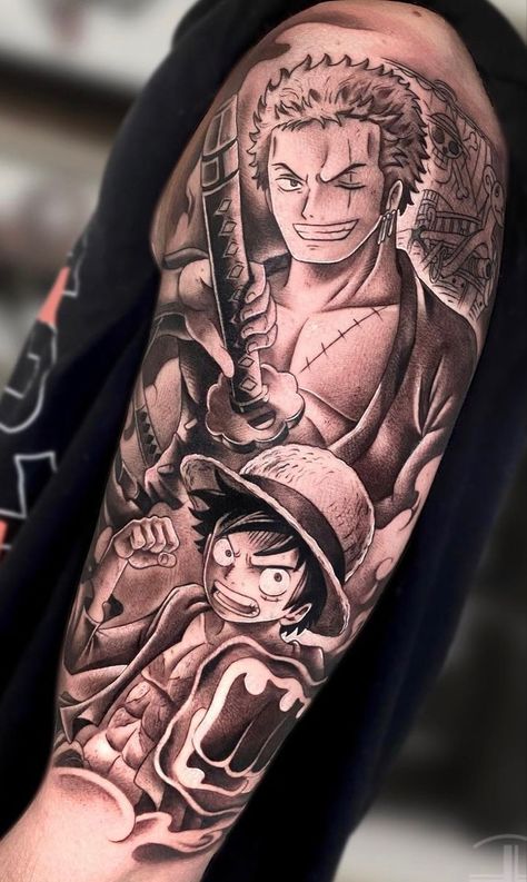 Disney Stitch Tattoo, One Piece Tattoo, Tattoos Infinity, Tattoos Mandala, Manga Tattoo, One Piece Tattoos, Cartoon Character Tattoos, Forearm Tattoo Design, Half Sleeve Tattoos For Guys