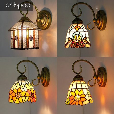 Mediterranean Mosaic Style LED Indoor Wall Light for Home Lighting Stained Glass Sconce Bathroom Mirror Front Lamp with Switch|LED Indoor Wall Lamps| - AliExpress Sconces Bathroom Mirror, Mediterranean Mosaic, Wall Lamps Diy, Indoor Wall Light, Mediterranean Interior Design, Mediterranean Interior, Indoor Wall Lights, Diy Lamp, Wall Lamps