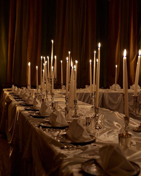 Classical European for Wedding Decor | Draped Fabrics, Candles, and Antique Silverware Greece Theme, Event Design Ideas, Aisle Planner, Draping Wedding, Church Wedding Flowers, Classic Wedding Decorations, Candle Wedding Decor, Other World, Antique Silverware