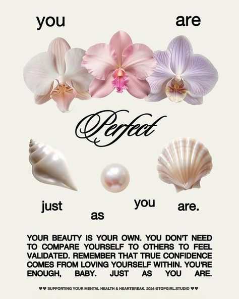 TOP GIRL STUDIO. on Instagram: "Your daily reminder: you are enough. 🌸🧚🏼‍♀️" Shell Poster, Quotes Pretty, Feminine Decor, Top Girl, Orchid Flowers, Motivational Wall, Motivational Wall Art, Motivational Art, Floral Prints Art